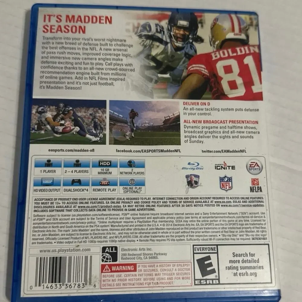 PS4 Video Game EA Sports Madden NFL 15 no manual.